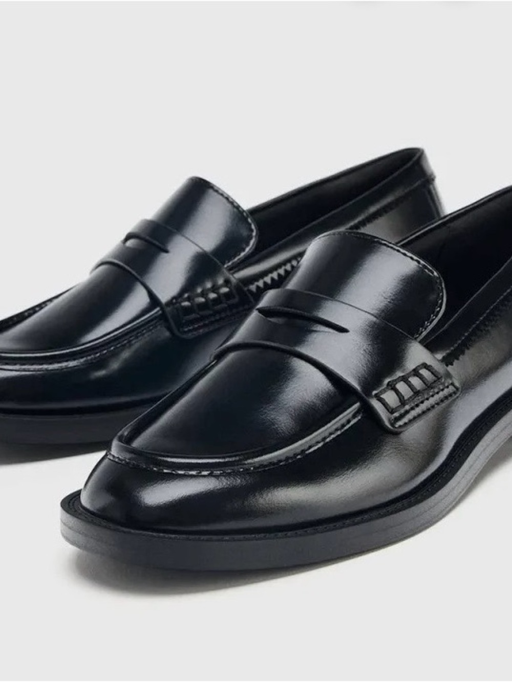 Zara Black Patent Moccasin Loafers for Women